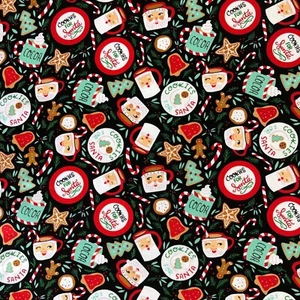 Christmas Cookies For Santa Sewing Quilting Cotton Fabric 1/2 Yard - Picture 1 of 2