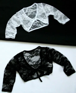 Kommunionjacke Hochzeit Mädchenjacke Mädchen Bolero Jacke Spitze weiß schwarz - Bild 1 von 7