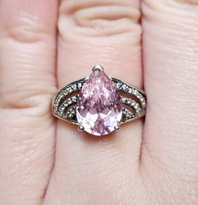 Sterling Silver Simulated Pink Diamond Ring Valentine Gift for Her Size 8 - Picture 1 of 9