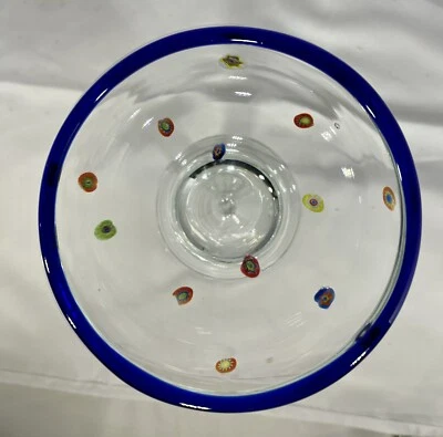 Set 3 Artland Glass Cocktail Margarita Handblown Millefiori Mexico Blue Cobalt - Image 1 of 4