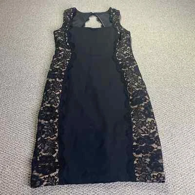 Vestido para mujer Aidan Mattox talla 6 negro encaje paneles laterales funda sin mangas Foto 1 de 4