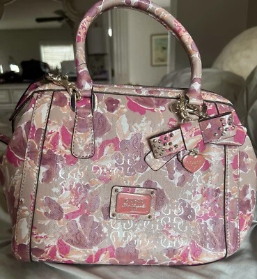 GUESS Los Angeles Embossed Floral Framed Doctor Bag Satchel Charms NWOT B20 - Image 1 of 4