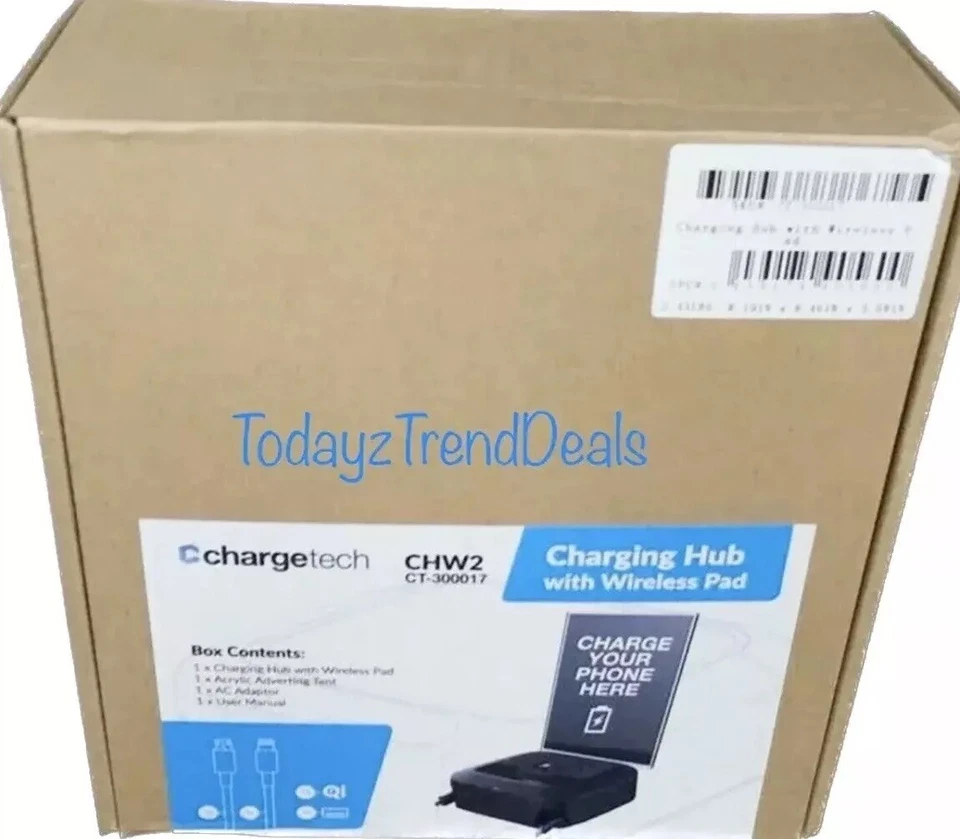 Black Wireless Charging Hub CHW2 With Pad ChargeTech CT-300017 - Image 1 of 4