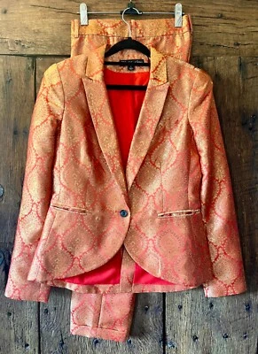 Traje Pantalón ELIZABETH AND JAMES Anselm Jacquard Brocado Metálico uk8 EE. UU. 4 36 NUEVO CON ETIQUETAS Foto 1 de 4