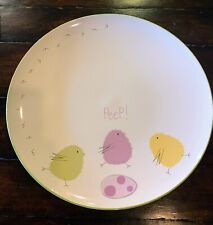 Cute Spring Decor Serving Plate Round Pastel Chicks Chickens Egg  14.5in