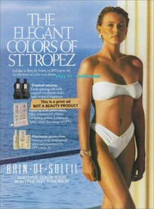 vintage BAIN DE SOLEIL 1-Page PRINT AD 1990 beautiful woman in bikini RARE - Picture 1 of 1