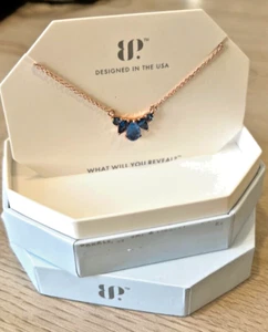 Bomb Party Necklace RBP6240 ‘My Path Is Clear’ Ocean Blue Quartz on Rose Gold - Picture 1 of 3