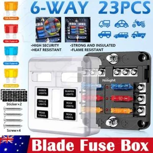 6 Way Fuse Box Blade Auto Block Holder Panel 12V~32V for Car Power Distribution - Picture 1 of 12