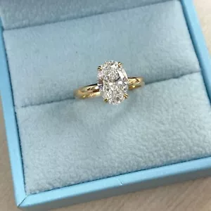IGI 2.24 TCW D-VVS2 Oval Brilliant Cut Lab Grown Diamond Ring 14k Yellow Gold - Picture 1 of 10