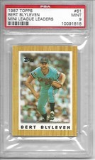 1987 Topps #61 Mini  League Leaders Bert Blyleven (HOF)   PSA 9 MINT   Pop 1