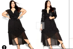 City Chic Flirty pin spot Maxi Dress - XXl- NWT - Picture 1 of 5