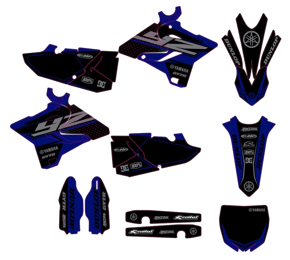 Se adapta a Yamaha YZ 125 250 MX Motocross 2015 2016 2017 2018 2019 2020 kit gráfico Foto 1 de 1