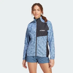 adidas Womens Terrex Trail Running Windbreaker Jacket Blue - Picture 1 of 7