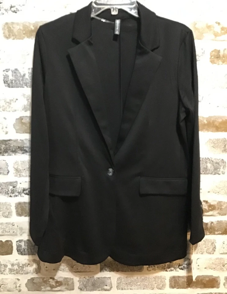 Blazer Massini ~ Para Mujer Talla S ~ Negro Cuello en V Tejido de un solo botón Elástico Nuevo con Etiquetas Foto 1 de 4