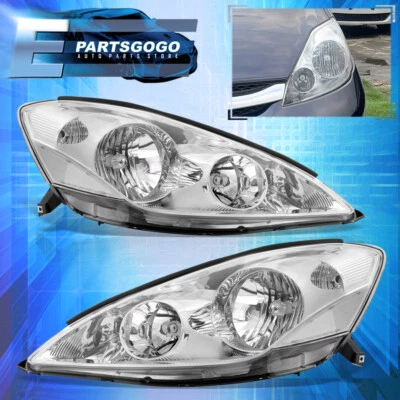 For 06-10 Toyota Sienna Chrome Clear Replacement Headlight Lamps Left+Right Pair — 第 1/4 张图片