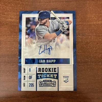 Boleto de contendiente de playoffs Ian Happ refractor de hielo agrietado radiocontrol automático 18/24 autógrafo Foto 1 de 2