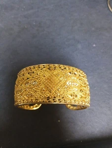 Fabulous Ornate 925 Sterling Silver Vermeil QVC Cuff Bracelet CJC J-11 (6) - Picture 1 of 3
