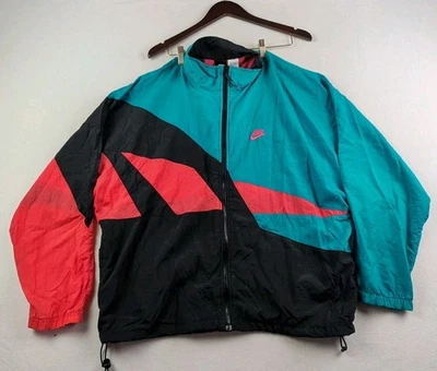 Vtg Nike Windbreaker Retro Colorblock Mens XL Black Red Blue Nylon Jacket - Image 1 of 4