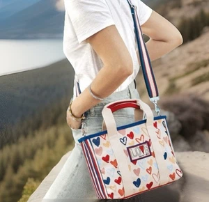 Brighton Canvas Tote RED WHITE and YOU Mini Tote MSRP $150 In Original Packaging - Picture 1 of 6