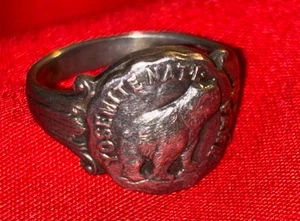 ALTER Sterling Silber Yosemite Nationalpark Ring mit GRIZZLYBÄR kleine Größe 5 - Bild 1 von 4