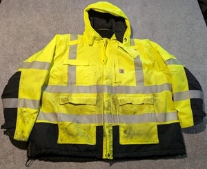 Carhartt Jacket Mens 4XL 100787 High-Visibility Waterproof Class 3 Sherwood - Picture 1 of 23