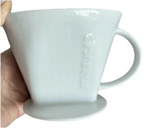 STARBUCKS White Ceramic Pour Over Coffee Brewer Dripper Cup Filter #4  EUC! - Picture 1 of 3