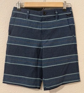 VOLCOM TRUE TO THIS Men's Youth Blue Striped Chino Shorts Size 26 Pockets  - Picture 1 of 5