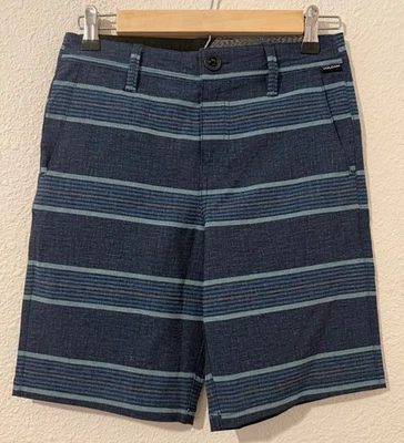 VOLCOM TRUE TO THIS Men's Youth Blue Striped Chino Shorts Size 26 Pockets  - Image 1 of 4