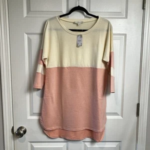 Suzanne Betro Weekend Colorblock Rugby Hi Lo 3/4 Sleeve Tunic Shirt Size M - Picture 1 of 9