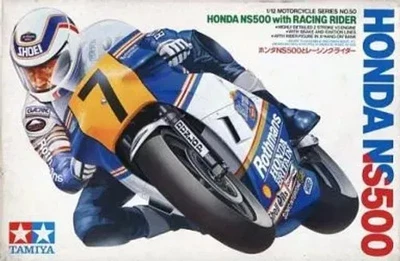 Honda NS500 & Racing Rider 1/12 Motorcycle Series No.50 Plastic Model Kit - Image 1 of 2