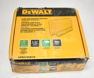 DeWalt Stärke 9 verzinkte Stachelzaun Heftklammern DFS9150B1G 960 Packung 1-1/2" - Bild 1 von 12