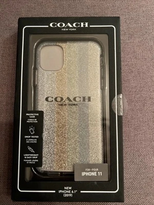 Coach Protective Cell Mobile Phone Case Glitter Americana Neutral Silver NEW NIB - Image 1 of 3