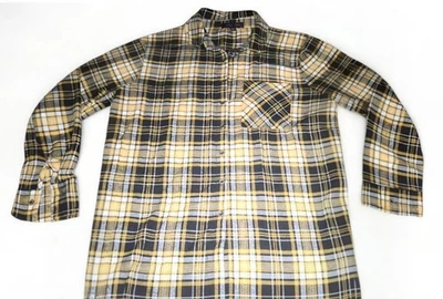 Faded Rose Plaid Top Shirt Yellow/Black Womens Sz Medium  - Imagem 1 de 4