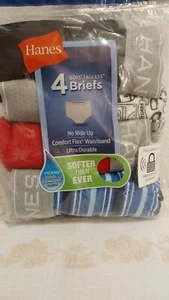 NEW Hanes Boys Comfort Tagless Briefs 4 pair pack Size Small 6-8 Blue Red Black - Picture 1 of 4