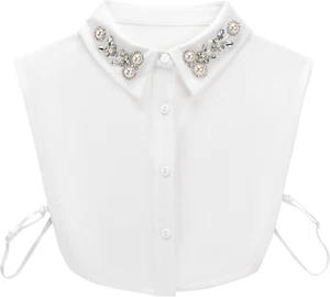 Layering Fake Collar Diamond Pearl Decorative Half Shirts False Collar for Women - Picture 1 of 6