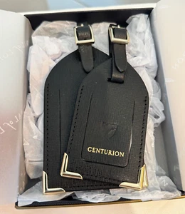 Aspinal of London American Express Centurion Black Luggage Suitcase Tags - PAIR - Picture 1 of 4