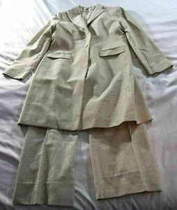 Oscar de la Renta Italy Suit Jacket Pants Oatmeal Beige Texture 2 Piece Career 8 - Picture 1 of 12