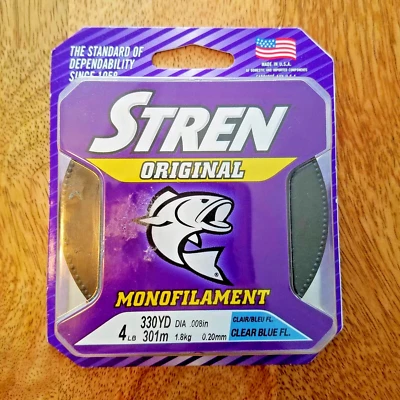 Stren Original Monofilament Fishing Line 330yd Clear Blue Fluorescent 4 LB Fish - Image 1 of 4
