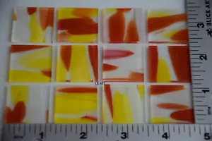 Spectrum System 96 coe Vidrio 12 Piezas 1" x 1" Naranja y Amarillo Espíritu en Transparente - Imagen 1 de 2