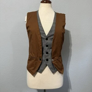 Inmur Women Business Brown Button Down V-Neck Sleeveless Men Style Vest Size M - Picture 1 of 18