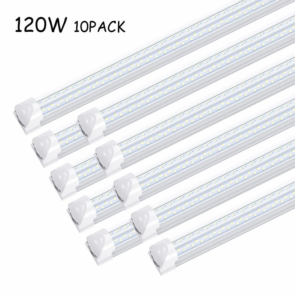 10Pack 8Foot 120W Integrated Led Light Bulbs T8 8FT Led Shop Light Fixture 6000K - Image 1 of 4