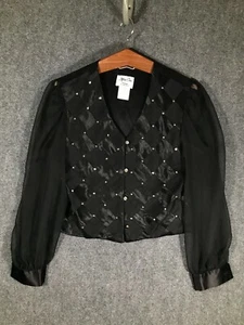 Jeffrey & Dara Blouse Jacket Size 14 Long Sleeve Cropped Black Regular Womens - Picture 1 of 10