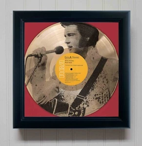 Elvis Presley Pure Gold Gold Record Etched LP Shadowbox Display - Picture 1 of 3