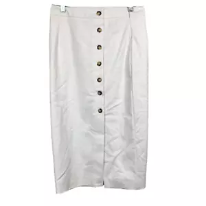 NUEVO CON ETIQUETAS Falda Alex Marie Mujer Talla 4 Blanco Botón Frontal Lápiz Elastizado Remy Midi - Imagen 1 de 14