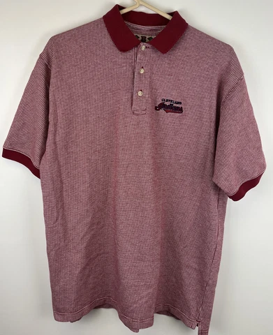 VTG Cleveland Indians Embroidered Script Logo Polo Golf Shirt Red Sz Lrg Cover
