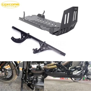 Black 3mm Skid Plate Panel w/Crash Bar Engine Guard For Harley Softail M8 18-23 - Picture 1 of 8
