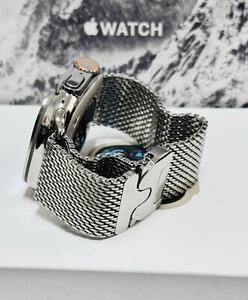 Apple Watch ULTRA 3 49mm CUSTOM Diamond Polished Apple Titanium Milanese Loop - Picture 1 of 24
