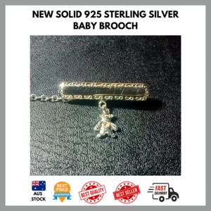 TEDDY BEAR NEW BABY JEWELLERY SOLID 925 STERLING SILVER TODDLER PIN BROOCH KIDS - Picture 1 of 7