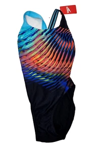 Disfraz de natación de una pieza SPEEDO para mujer Lightswirl Plmt Digi Pbck Af UK 8 R - Imagen 1 de 2