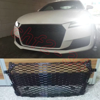 For Audi TT upgrade TT RS style Gloss Black Front Bumper Center Hood Grille Trim - Image 1 of 4